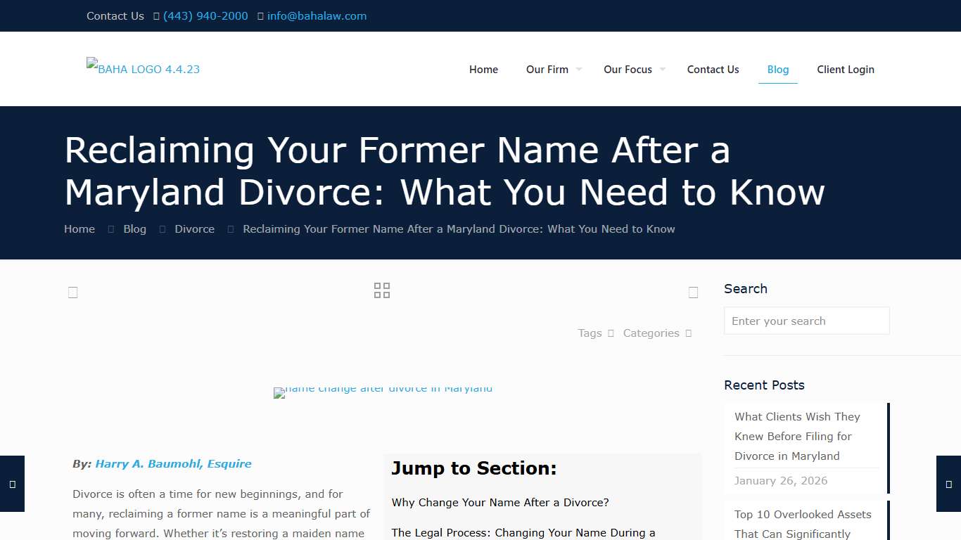 Start Fresh: Maryland Name Change Process After Divorce