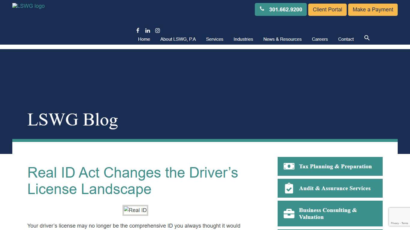Real ID Act Changes the Driver's License Landscape - LSWG CPAs